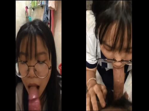 Die vieräugige Studentin gibt auf der Toilette einen extremen Blowjob Die vieräugige Studentin gibt auf der Toilette einen extremen Blowjob